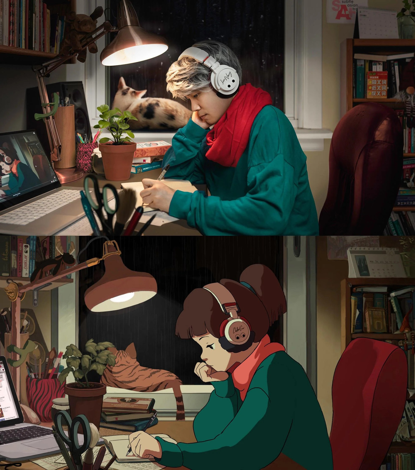 Hình ảnh cô gái nổi tiếng ngồi học bài Lofi girl được nhiều bạn trẻ cosplay Hình ảnh cô gái nổi tiếng ngồi học bài Lofi girl được nhiều bạn trẻ cosplay