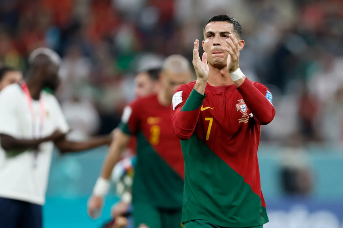 Cristiano Ronaldo của Bồ Đào Nha trong trận Bồ Đào Nha - Thụy Sĩ tại FIFA World Cup 2022 tại sân vận động Lusail vào ngày 6/12/2022 ở Qatar.