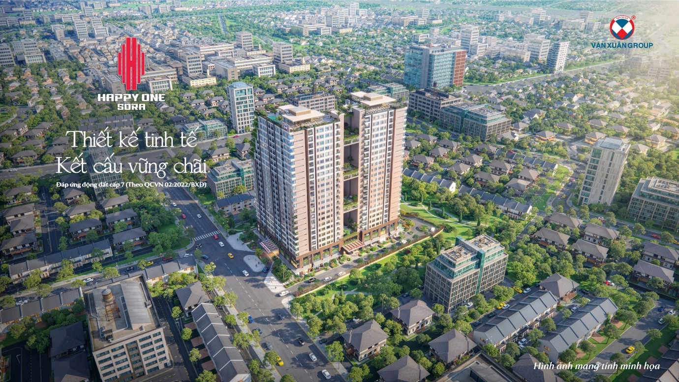 Phối cảnh minh họa tổng thể mặt sau dự án Happy One Sora.