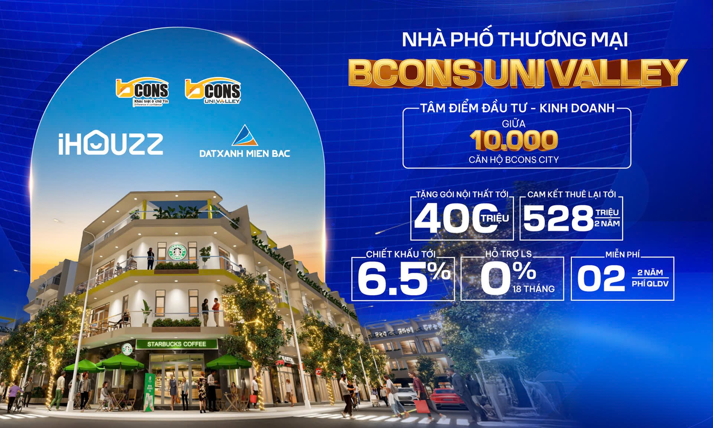 Chính sách bán hàng “khủng” đang được áp dụng tại Bcons Uni Valley(Nguồn: Đất Xanh Miền Bắc) Chính sách bán hàng “khủng” đang được áp dụng tại Bcons Uni Valley(Nguồn: Đất Xanh Miền Bắc)