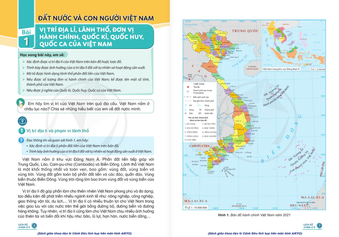 Sách Lịch sử và Địa lý 5 - bộ Cánh diều. (Ảnh: website Nhà xuất bản Đại học Sư phạm Thành phố Hồ Chí Minh)