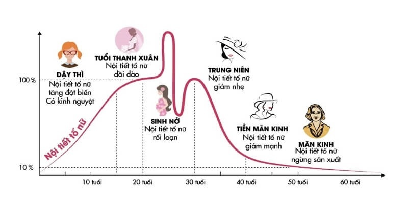 Nội tiết tố thay đổi nhiều theo từng độ tuổi