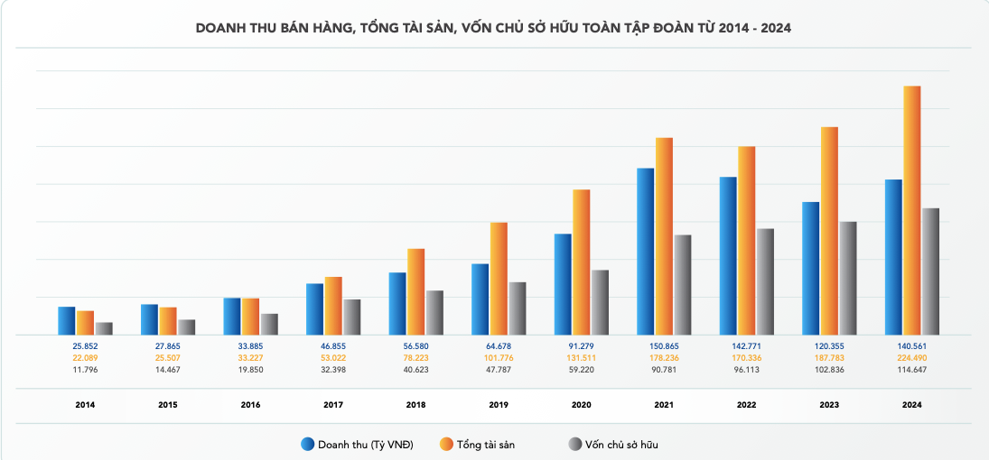Doanh thu, tài sản của Hoà Phát qua các năm