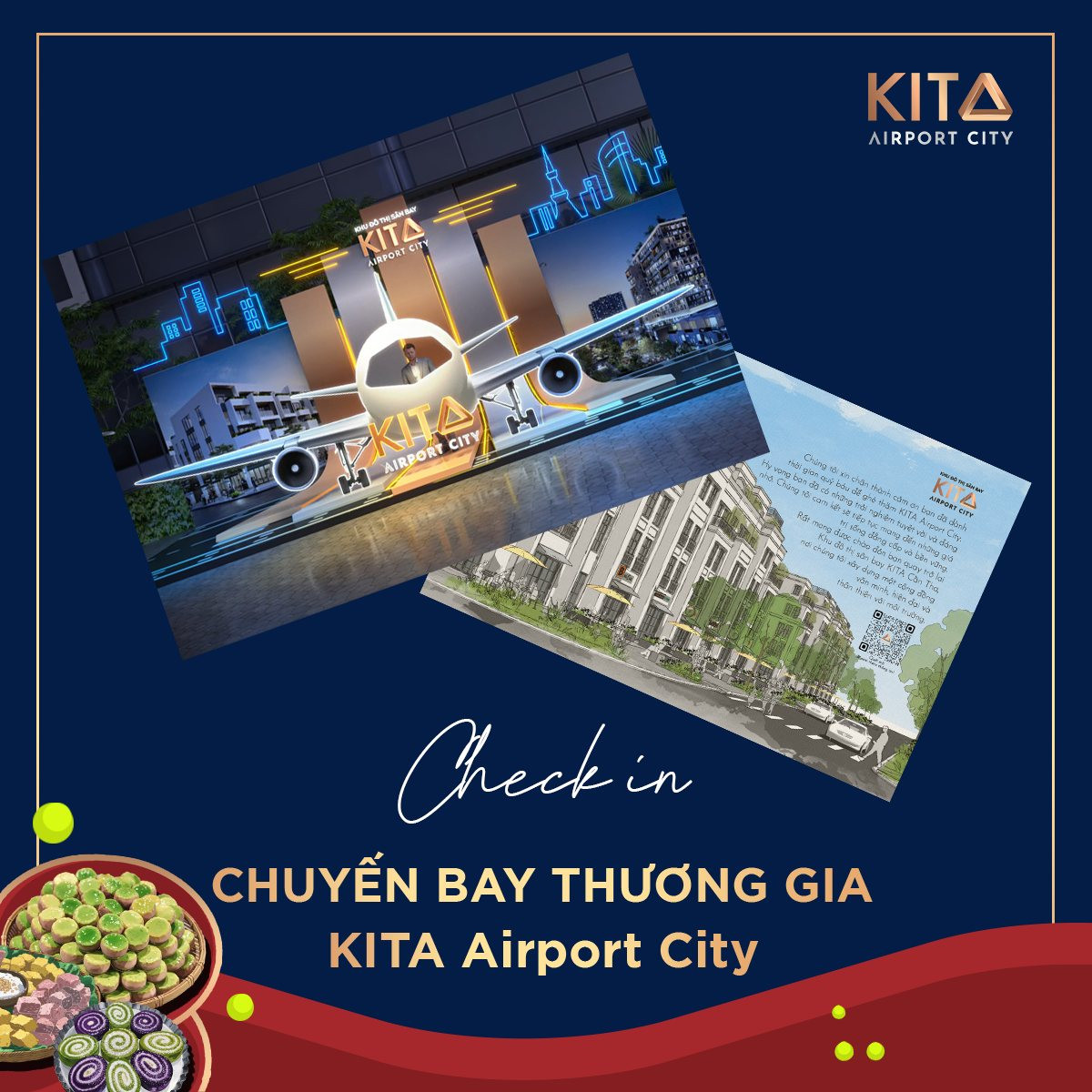 Check-in tại KITA Airport City Zone để tham gia các hoạt động thú vị và nhận nhiều quà tặng hấp dẫn.