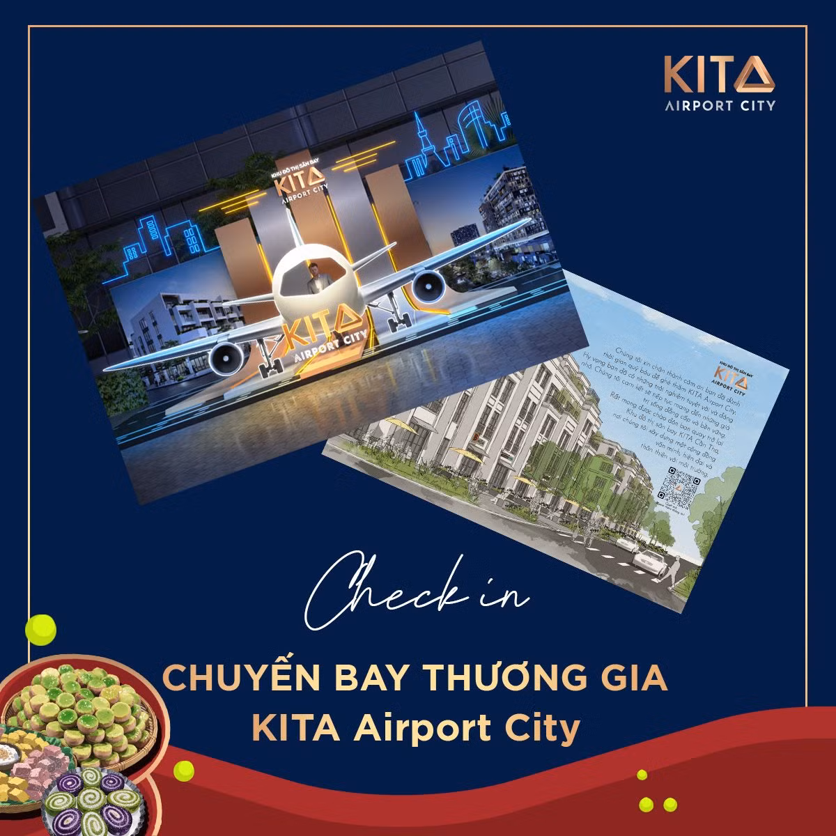 Check-in tại KITA Airport City Zone để tham gia các hoạt động thú vị và nhận nhiều quà tặng hấp dẫn. Check-in tại KITA Airport City Zone để tham gia các hoạt động thú vị và nhận nhiều quà tặng hấp dẫn.
