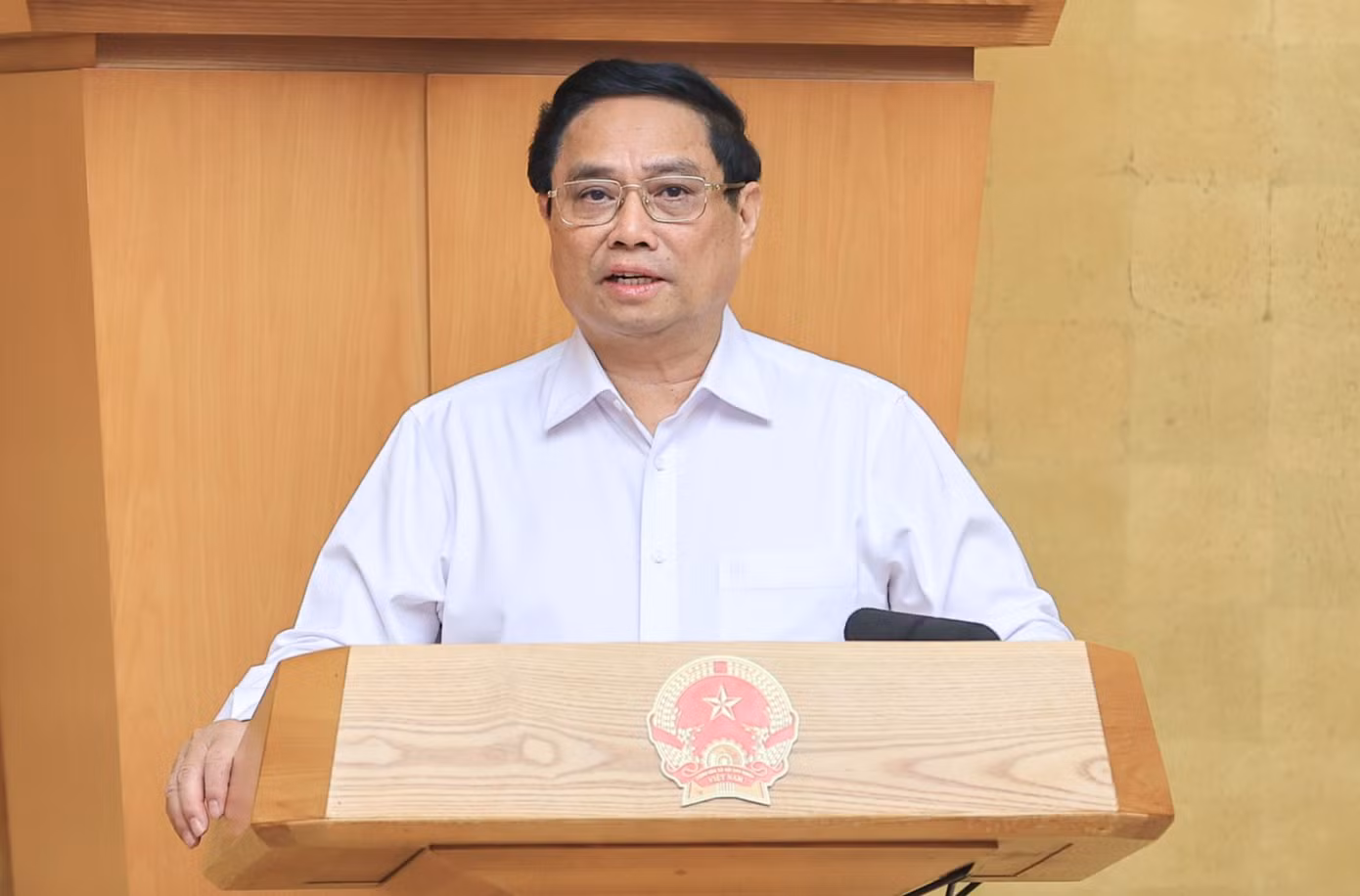 Thủ tướng Phạm Minh Chính phát biểu khai mạc Phiên họp Chính phủ thường kỳ.