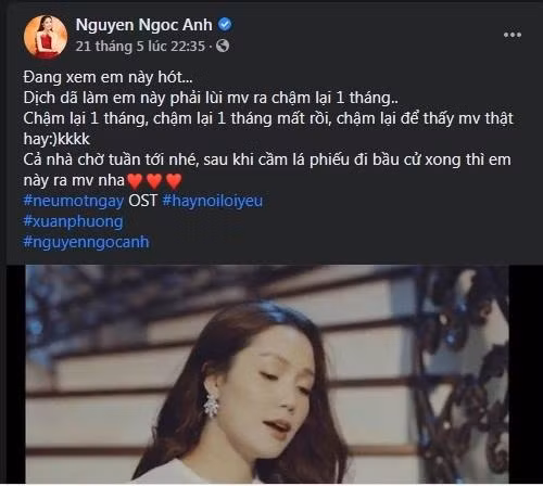 Ca sĩ Nguyễn Ngọc Anh cũng chờ cầm lá phiếu đi bầu cử xong mới ra MV mới.