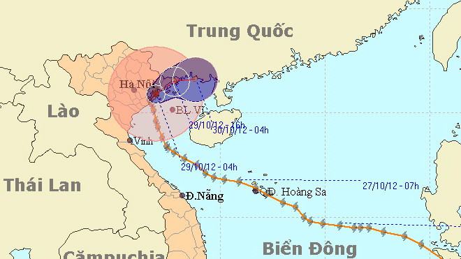 Sơ đồ dự báo hướng đi bão số 8 - Ảnh: Trung tâm Dự báo khí tượng thủy văn trung ương