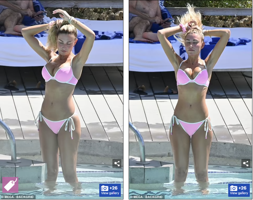 Trong bộ ảnh lần này, Zara McDermott 26 tuổi diện bộ áo tắm 2 mảnh màu hồng cực quyến rũ...