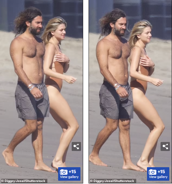 Chân dài sinh năm 1992 xuất hiện trên bãi biển với một người đàn ông chưa rõ danh tính và nhanh chóng bị cánh paparazzi bắt gặp.