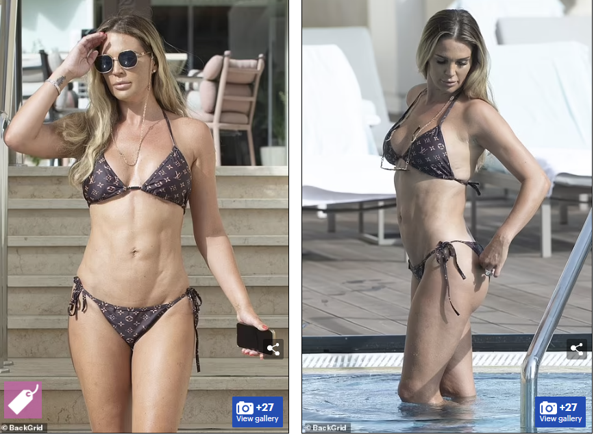 Người đẹp sinh năm 1983 lọt ống kính cánh săn ảnh khi đang thư giãn bên bể bơi trong kỳ nghỉ ở Dubai mới đây.