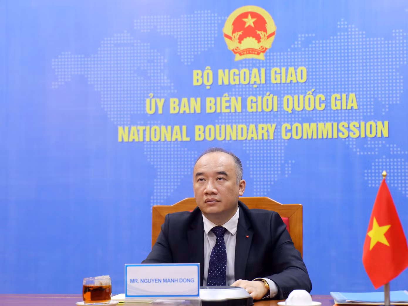 Phó Chủ nhiệm Ủy ban Biên giới quốc gia Nguyễn Mạnh Đông dự hội thảo. (Ảnh: Mofa)