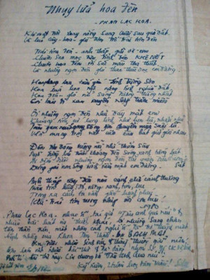 Bút tích Phan Lạc Hoa dành cho bác sĩ Sao Hồng, hồi đó là sinh viên thực tập. Bút tích Phan Lạc Hoa dành cho bác sĩ Sao Hồng, hồi đó là sinh viên thực tập
