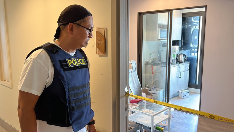 Hiện trường DJ Nong Wan Jeab bị sát hại. Hiện trường DJ Nong Wan Jeab bị sát hại.