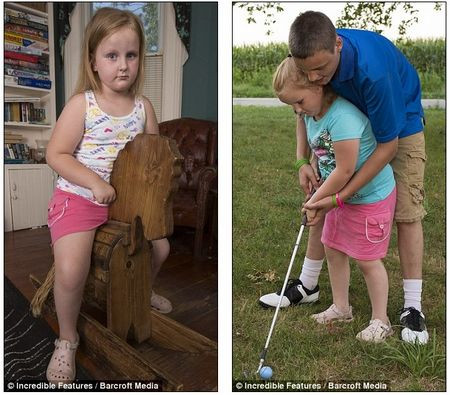 Dù chuyển động khó khăn, nhưng bé Ali vẫn thích thú với những hoạt động ngoài trời với gia đình 