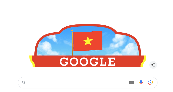 Google đổi giao diện trang chủ tìm kiếm để chào mừng Quốc khánh Việt Nam. Ảnh: Chụp màn hình Google đổi giao diện trang chủ tìm kiếm để chào mừng Quốc khánh Việt Nam. Ảnh: Chụp màn hình