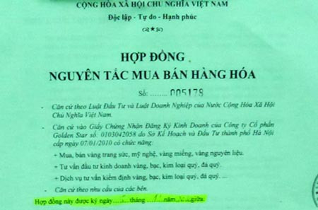 Hợp đồng mua bán “vàng ảo”