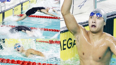 Kình ngư Hoàng Quý Phước (ảnh phải) và các đồng đội ở ĐT bơi lội Việt Nam hứa hẹn sẽ làm dậy sóng “đường đua xanh” tại Myanmar - Phan Tùng