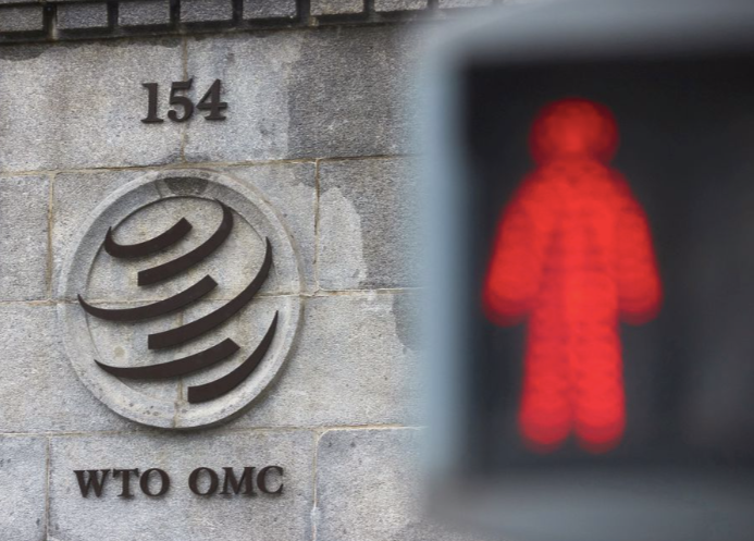 Logo của WTO tại Thuỵ Sĩ. (Ảnh: Reuters) Logo của WTO tại Thuỵ Sĩ. (Ảnh: Reuters)