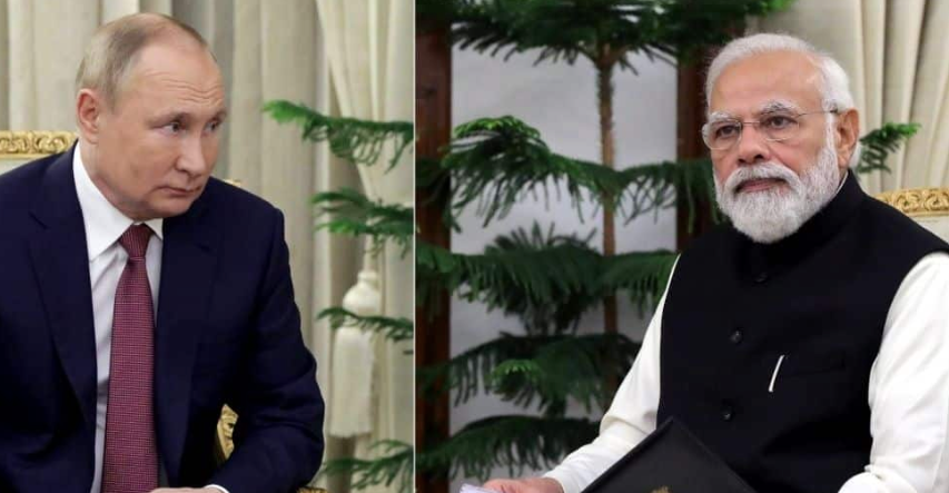 Thủ tướng Ấn Độ Narendra Modi (phải) vừa có cuộc điện đàm với Tổng thống Nga Vladimir Putin và kêu gọi chấm dứt bạo lực ngay lập tức. (Ảnh: ANI)