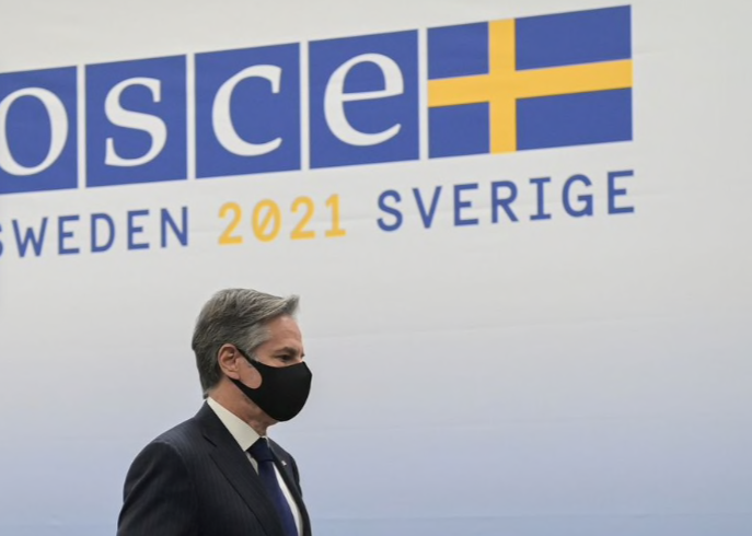 Ngoại trưởng Mỹ Antony Blinken trong một lần thăm trụ sở của OSCE tại Thuỵ Điển năm 2021. (Ảnh: Reuters)