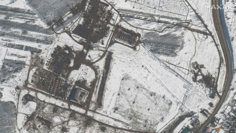 Bức ảnh vệ tinh chụp căn cứ Valuyki mà Maxar cung cấp ngày 20/2 Bức ảnh vệ tinh chụp căn cứ Valuyki mà Maxar cung cấp ngày 20/2