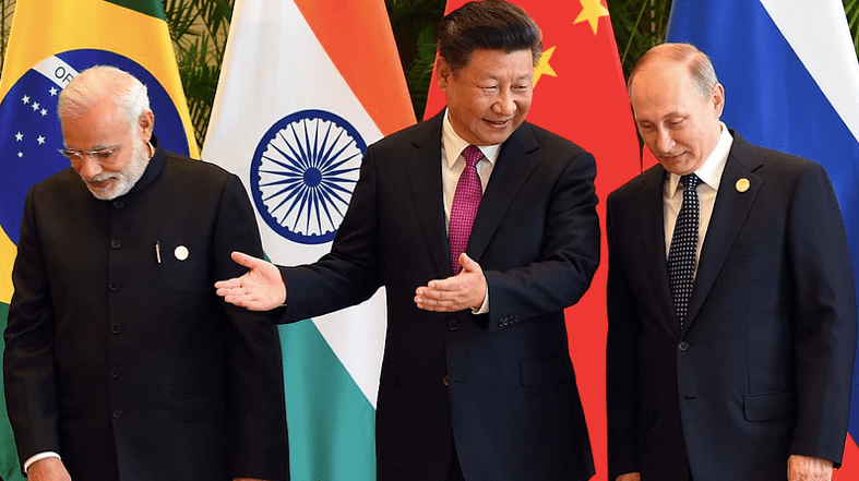 Từ trái qua: Thủ tướng Ấn Độ Narendra Modi, Chủ tịch Trung Quốc Tập Cận Bình, Tổng thống Nga Vladimir Putin. (Ảnh: Flickr)