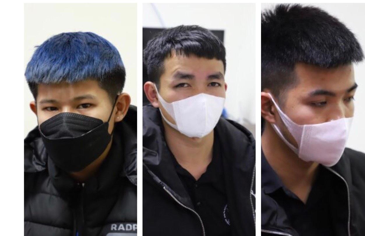 Các đối tượng Phú, Minh, Đông (từ trái qua phải) tại cơ quan Công an Các đối tượng Phú, Minh, Đông (từ trái qua phải) tại cơ quan Công an