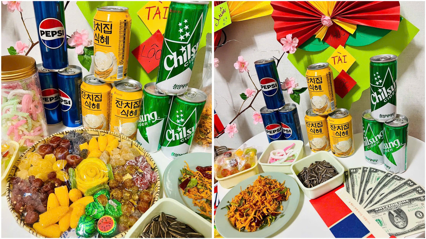 Một góc trang trí Tết trong căn phòng của cô du học sinh Hàn Quốc. Một góc trang trí Tết trong căn phòng của cô du học sinh Hàn Quốc.