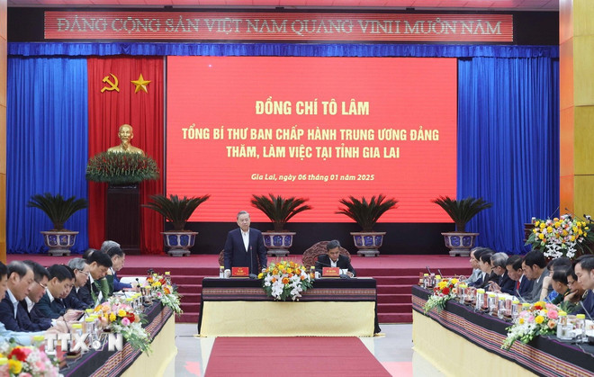 Tổng Bí thư Tô Lâm phát biểu. (Ảnh: Thống Nhất/TTXVN) Tổng Bí thư Tô Lâm phát biểu. (Ảnh: Thống Nhất/TTXVN)