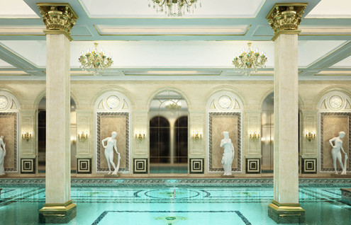 Bể bơi bên trong tòa nhà triệu đô