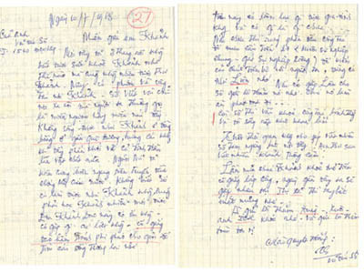 Bản chụp một trong những lá thư cựu binh Úc lưu giữ. Bản chụp một trong những lá thư cựu binh Úc lưu giữ