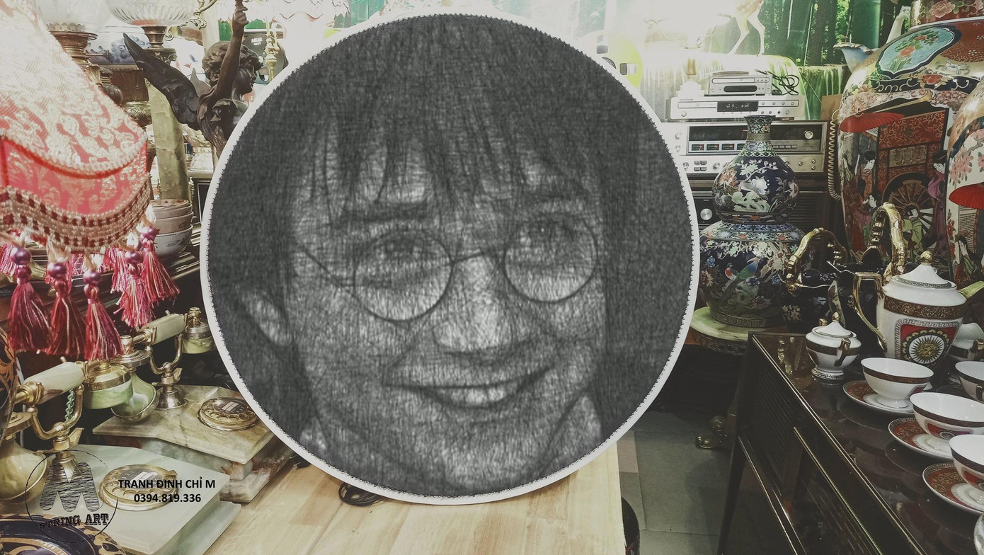 Bức tranh từ đinh - chỉ tạo hình nhân vật Harry Potter do Mạnh tự tay sáng tạo nên.
