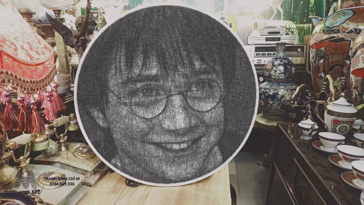 Bức tranh từ đinh - chỉ tạo hình nhân vật Harry Potter do Mạnh tự tay sáng tạo nên.