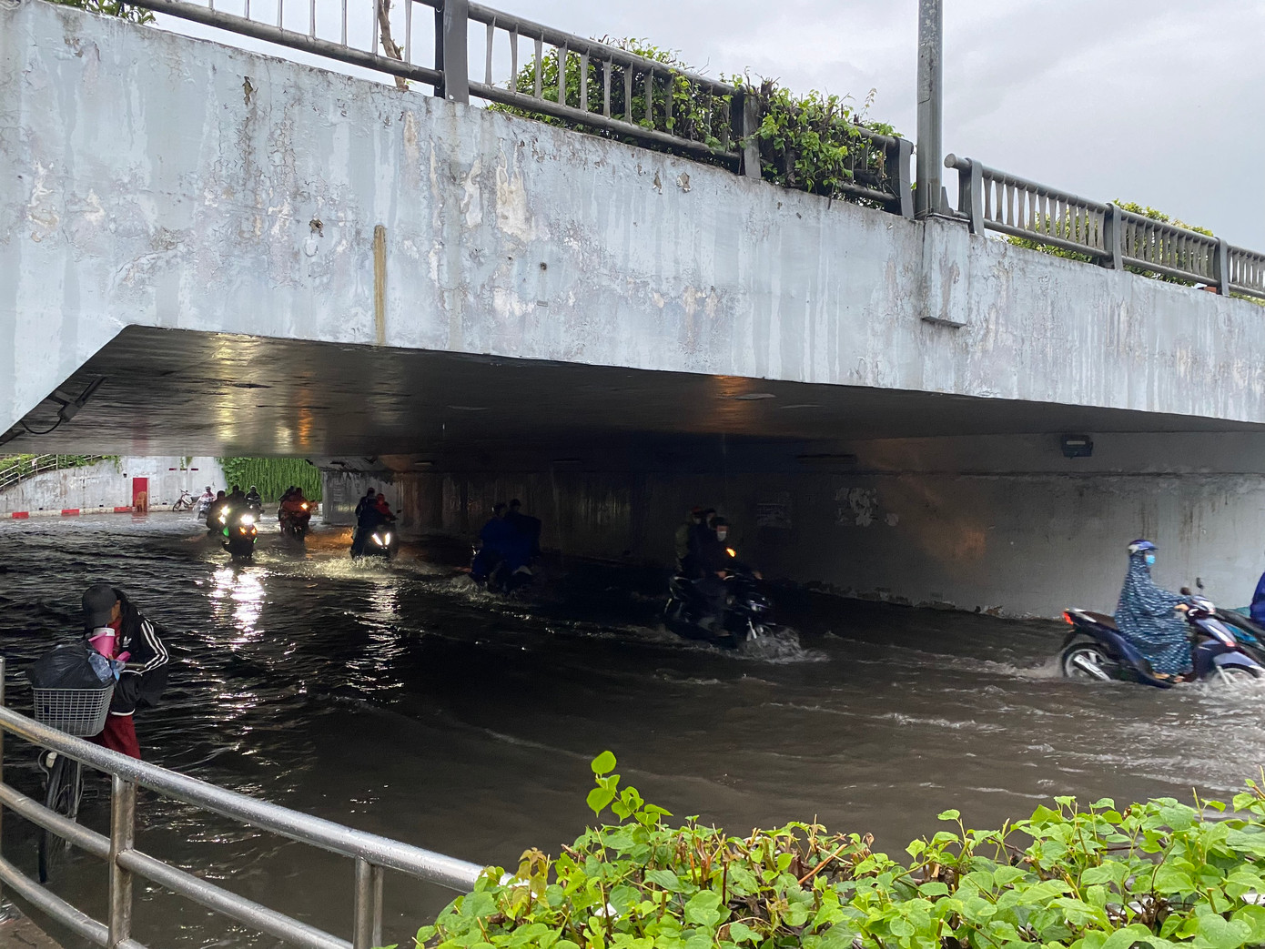 Hầm chui Tân Tạo trên quốc lộ 1 (phường Tân Tạo, quận Bình Tân) ngập úng sau cơn mưa chiều 23/10. Hầm chui Tân Tạo trên quốc lộ 1 (phường Tân Tạo, quận Bình Tân) ngập úng sau cơn mưa chiều 23/10.