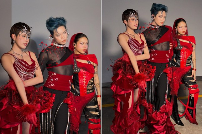 Bộ ba Pháo, Pháp Kiều, tlinh cực &quot;slay&quot; tại sự kiện. Ảnh: FBNV