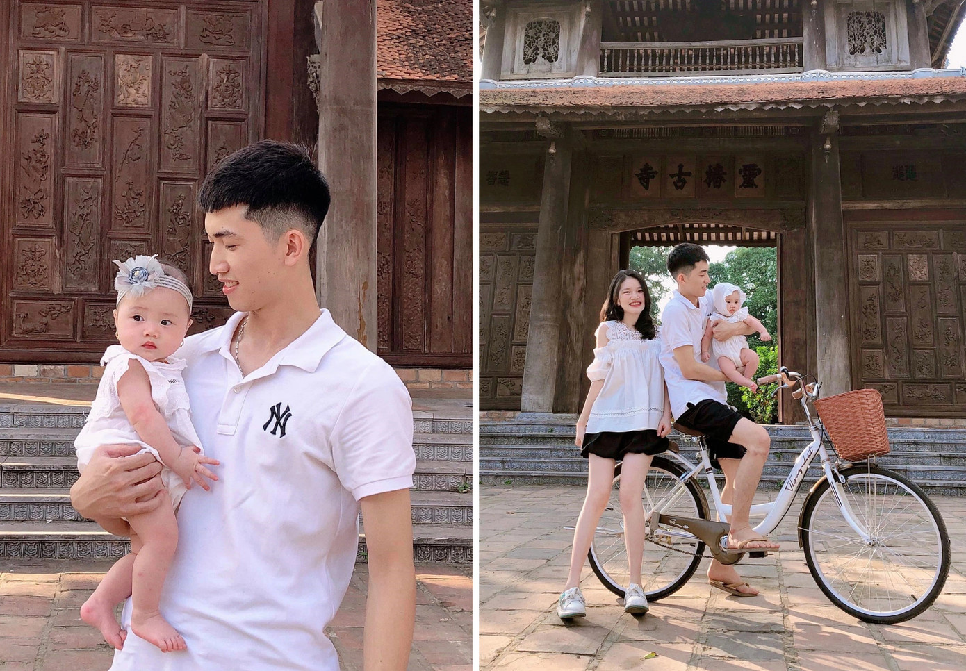 Cặp đôi vừa học đại học vừa chăm con nhỏ (Ảnh: NVCC).