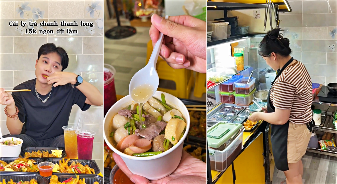 Khắc Vĩnh trong lần đến trải nghiệm và giới thiệu giúp một quán ăn mới mở còn vắng khách.