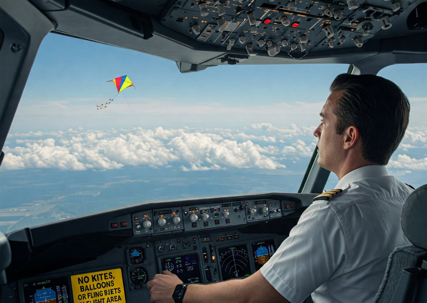 Máy bay sắp hạ cánh, phi công tá hỏa phát hiện diều bay gần sân bay Nội Bài. Ảnh minh họa: Adobe.