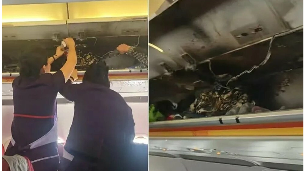 Chuyến bay của Hong Kong Airlines phải hạ cánh khẩn cấp vì cháy pin dự phòng ở khoang hành lý. Ảnh: Bloomberg. Chuyến bay của Hong Kong Airlines phải hạ cánh khẩn cấp vì cháy pin dự phòng ở khoang hành lý. Ảnh: Bloomberg.