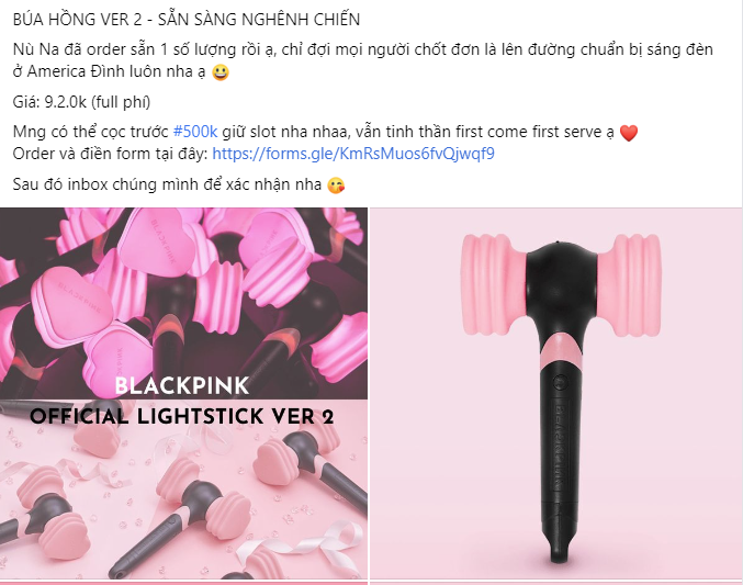 Nhiều cửa hàng đã bắt đầu nhận order lightstick BlackPink. Nhiều cửa hàng đã bắt đầu nhận order lightstick BlackPink.