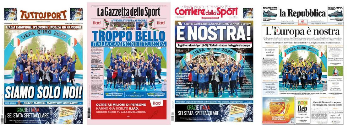 "Bóng đá về nhà" trên các mặt báo Ý số ra sáng 12/7