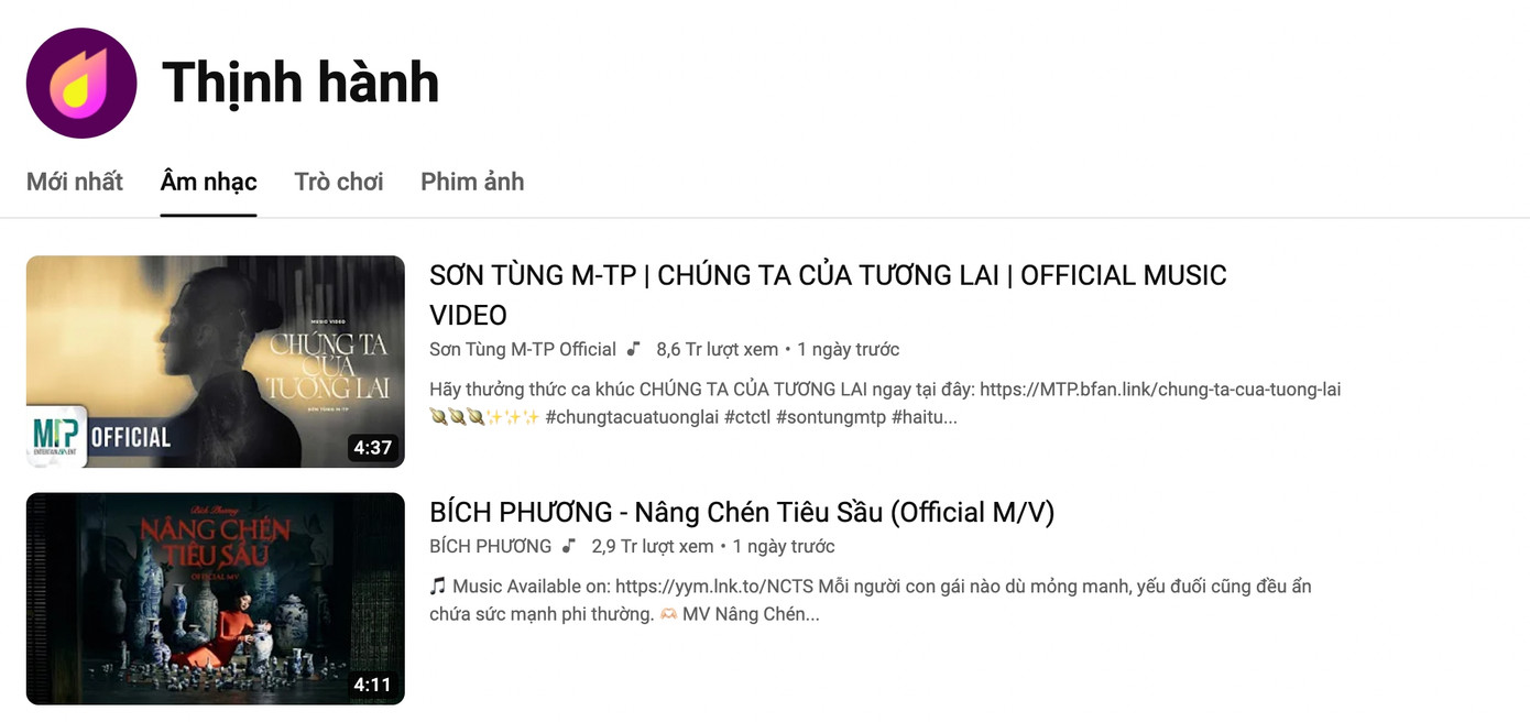 Cuộc đua của Sơn Tùng M-TP và Bích Phương trên Top Trending sau 1 ngày ra mắt.