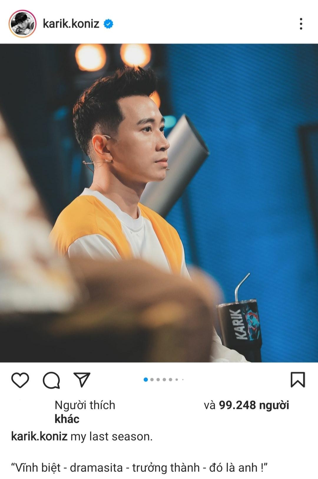 Trên Instagram cá nhân, Karik chia sẻ Rap Việt mùa 2 sẽ là mùa cuối cùng anh tham gia. Trên Instagram cá nhân, Karik chia sẻ Rap Việt mùa 2 sẽ là mùa cuối cùng anh tham gia.