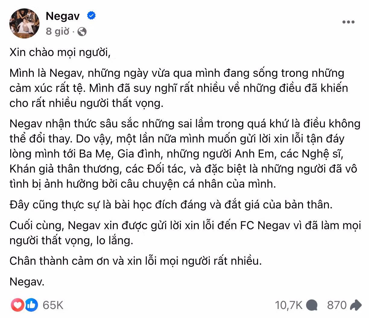 Tâm thư lúc nửa đêm của Negav. Tâm thư lúc nửa đêm của Negav.