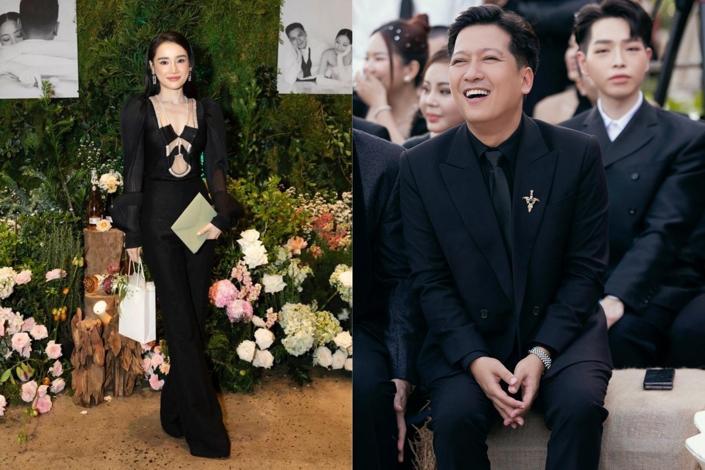 Trường Giang - Nhã Phương mỗi người một nơi để có thể chung vui với cả hai cô dâu Diệu Nhi và Liêu Hà Trinh. Trường Giang - Nhã Phương mỗi người một nơi để có thể chung vui với cả hai cô dâu Diệu Nhi và Liêu Hà Trinh.