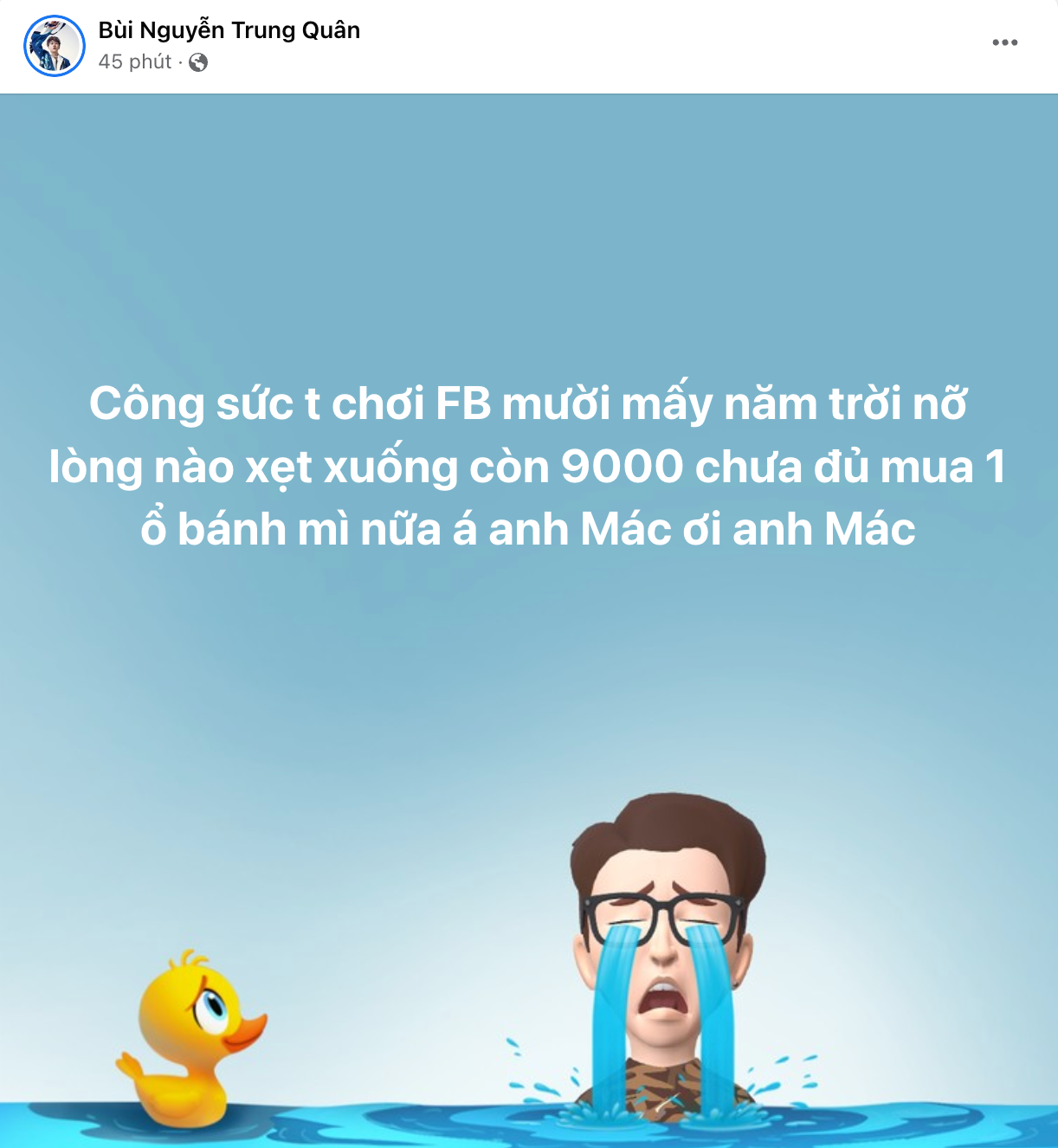 Bùi Nguyễn Trung Quân là một trong số những nghệ sĩ chịu ảnh hưởng từ sự cố của Facebook.