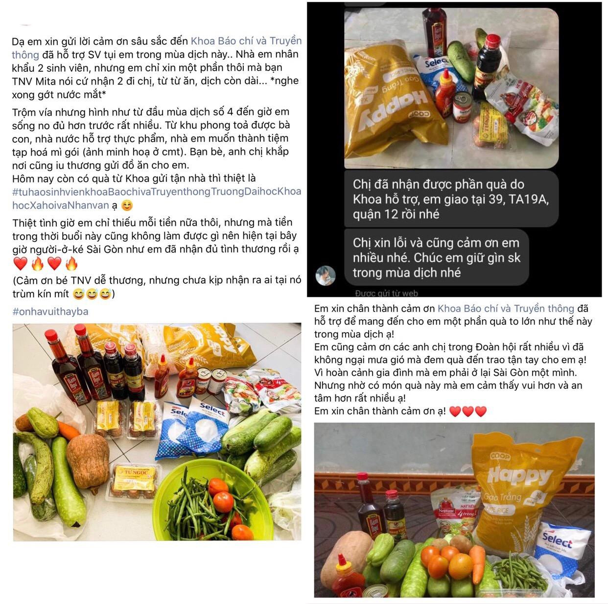 Phản hồi ý nghĩa từ các bạn sinh viên nhận được hỗ trợ. Ảnh: NVCC