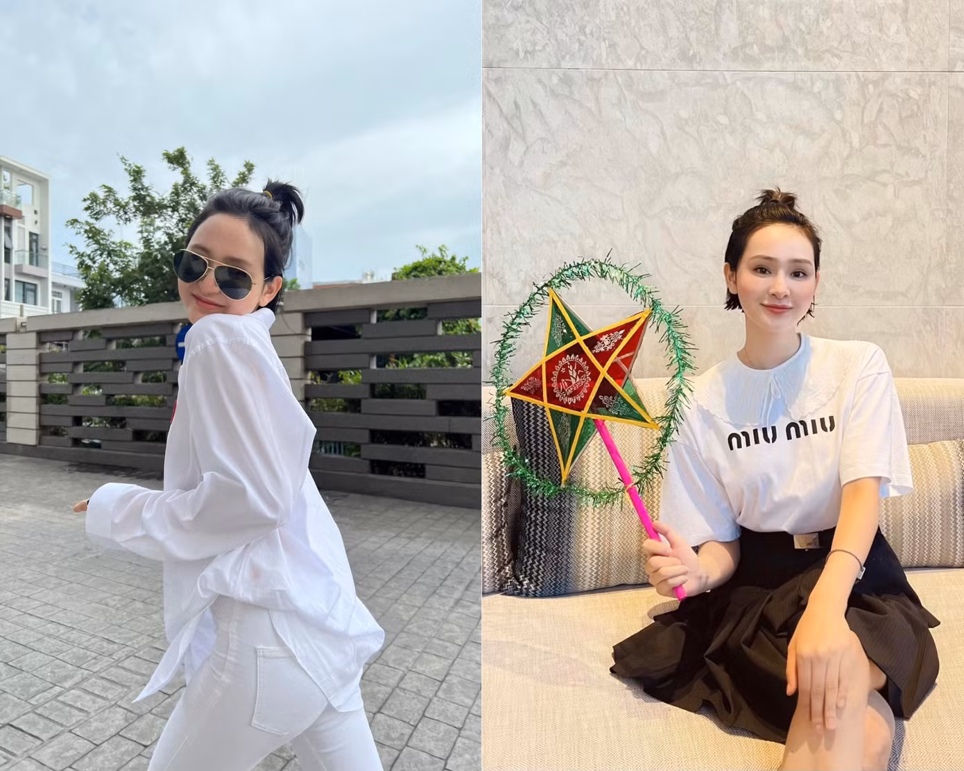 Kiểu tóc ngắn buộc gọn chính là phong cách được nữ ca sĩ ưa chuộng.