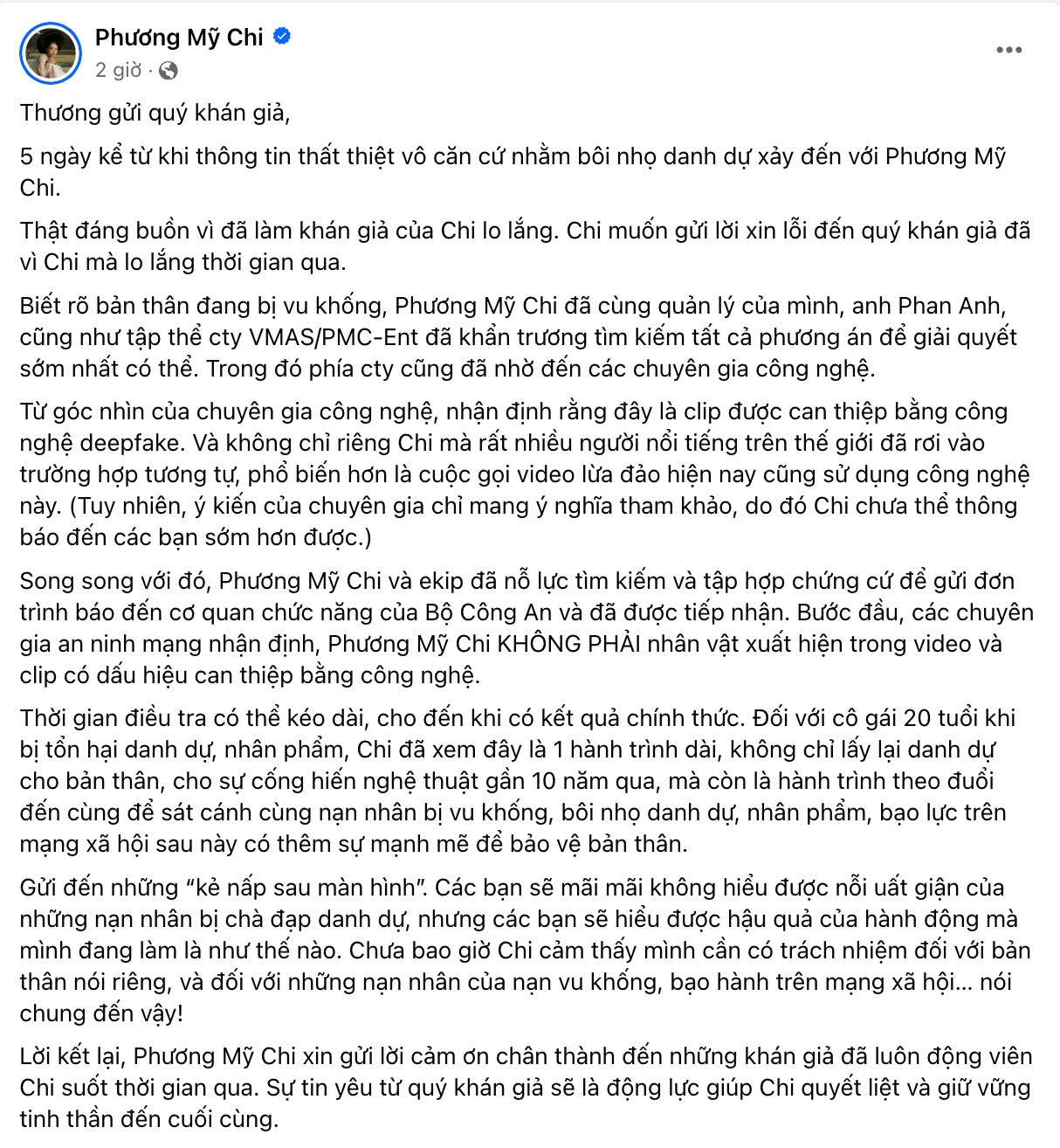 Nguyên văn chia sẻ của Phương Mỹ Chi Nguyên văn chia sẻ của Phương Mỹ Chi